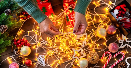 tangled holiday lights